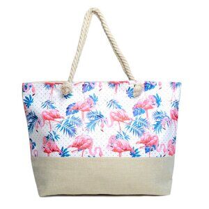 Flamingo and Palm Leaves Rhinestone Tote Bag - XXL - NWT